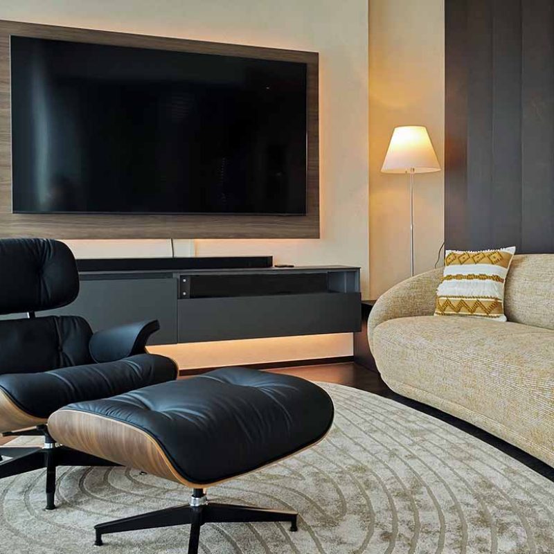 Eames Chair and TV Suspended cabinet - Outluke Interiors - Bangkok