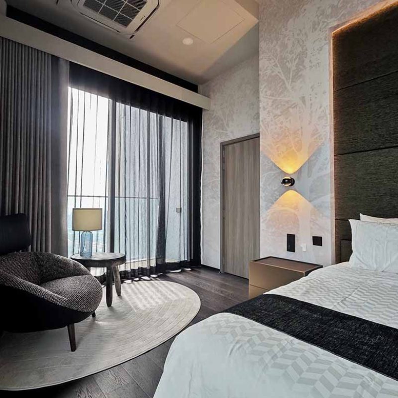 Master bedroom at Forestia Bang Na Outluke Interiors Bangkok