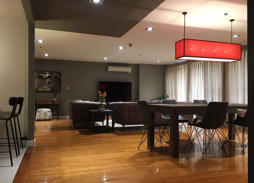 Living room with grey tones on walls | Prime Mansion 31 | Bangkok