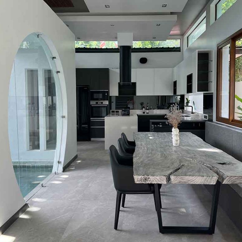 Table grey solid wood